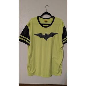 Lego Batman Movie Mens 2XL Neon Green Graphic Ringer T-Shirt DC Comics Logo